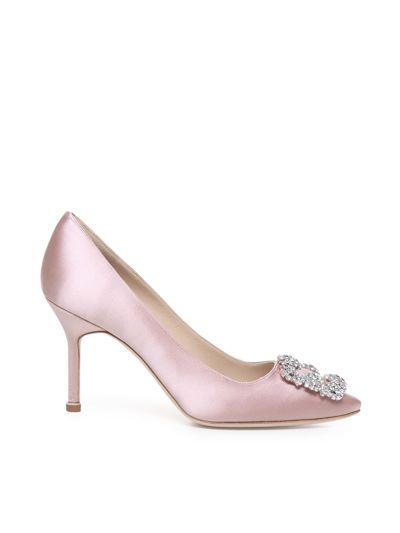 Shop Manolo Blahnik 90mm Décolleté With Satin Jewel Buckle In Pink