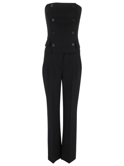 Shop Alexander Mcqueen Strapless Tailored Jumsuit In Black