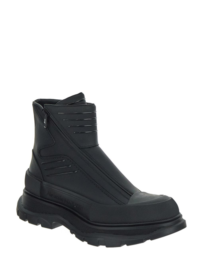 Shop Alexander Mcqueen Moto Tread Slick Ankle Boots In Black