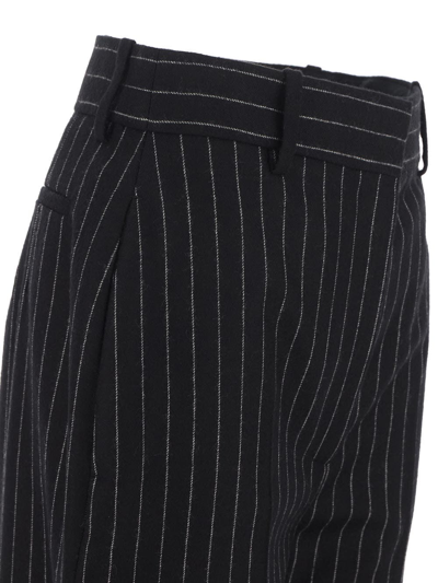 Shop Alexander Mcqueen Pinstriped Wool Straight-leg Trousers In Black