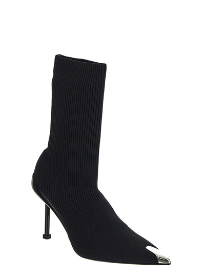 Shop Alexander Mcqueen Slash Knit Boot In Black