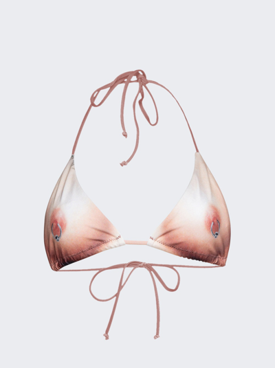 Shop Jean Paul Gaultier Printed Corps Bikini Top In Light Nude