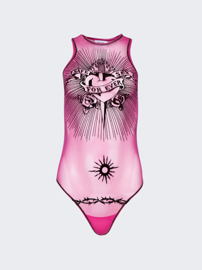 Shop Jean Paul Gaultier Safe Sex Bodysuit In Pink
