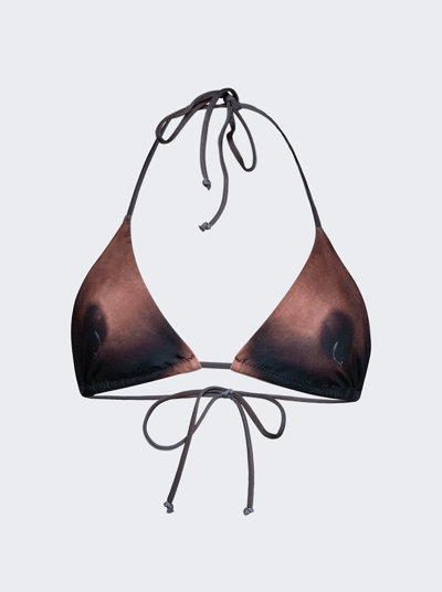 Shop Jean Paul Gaultier Printed Corps Bikini Top In Dark Nude