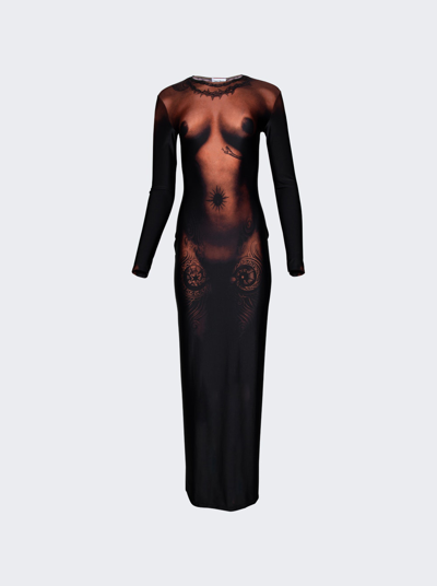 Shop Jean Paul Gaultier Corps High Neck Dress In Dark Nude