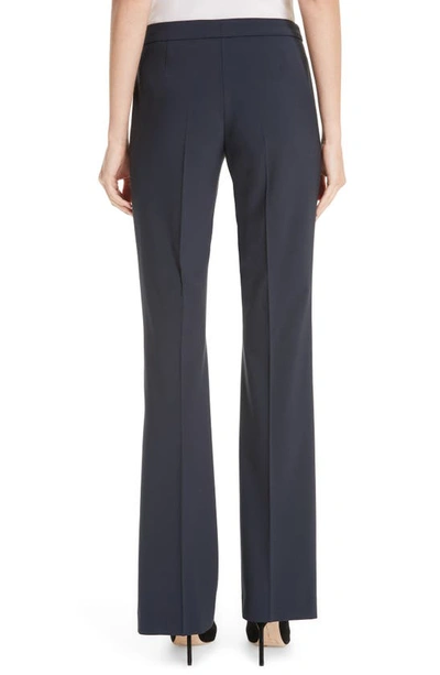 Shop Hugo Boss Boss Tulea Side Zip Tropical Stretch Wool Trousers In Navy