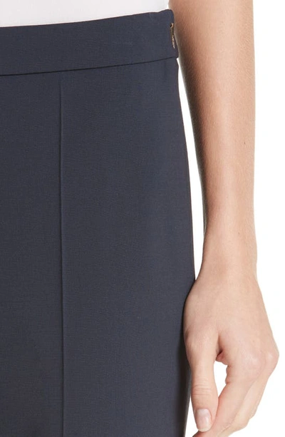 Hugo Boss Tulea Side Zip Tropical Stretch Wool Trousers In Navy