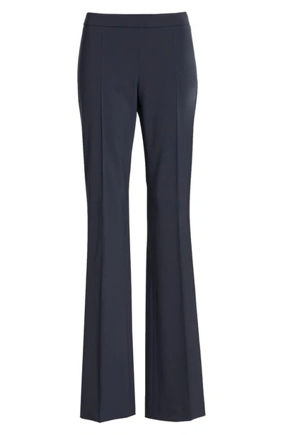 Hugo Boss Tulea Side Zip Tropical Stretch Wool Trousers In Navy