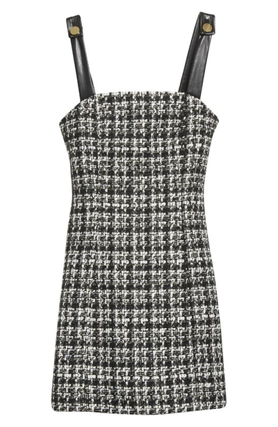 Shop Alice And Olivia Bonita Tweed A-line Dress In Black/ Off White