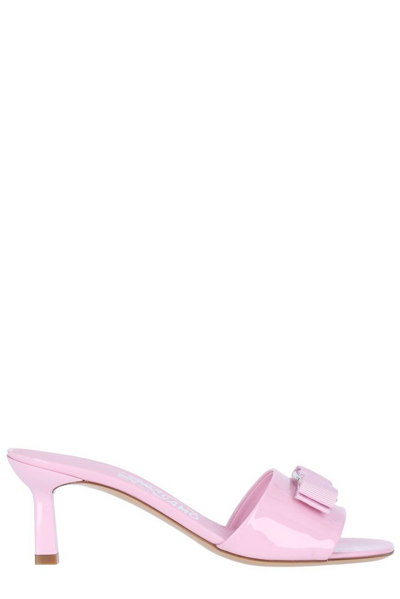 Shop Ferragamo Viva Bow Slip In Pink