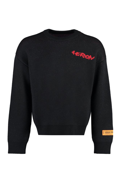 Shop Heron Preston Logo Intarsia Knit Sweater In Black