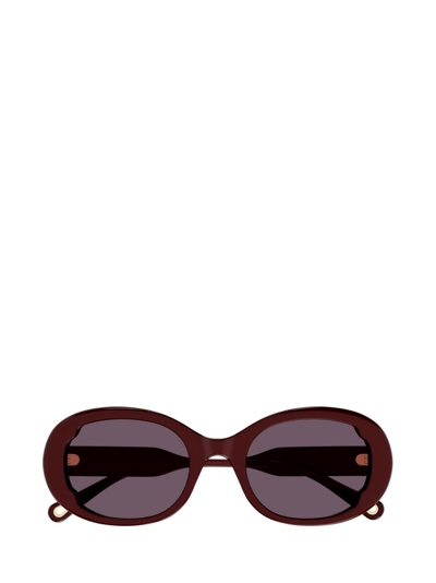 Shop Chloé Eyewear Round Framed Sunglasses In Red