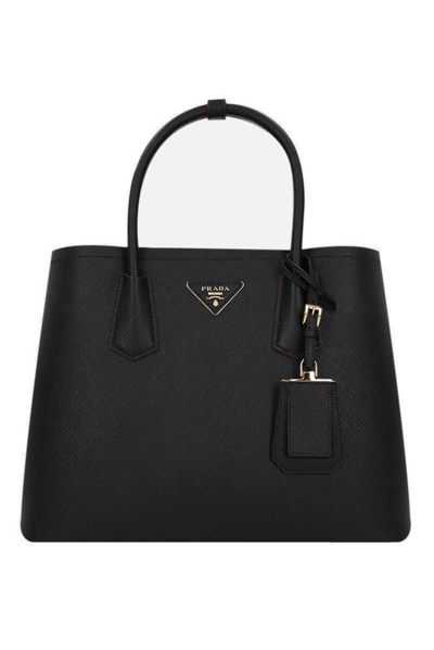 Shop Prada Double Top Handle Bag In Black