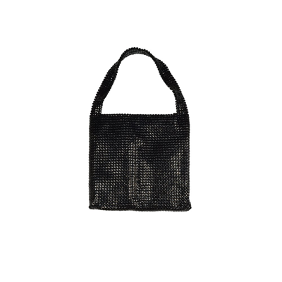 Shop Rabanne Paco  Pixel Mesh Embellished Shoulder Bag In Black