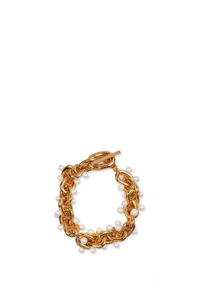 Shop Rabanne Paco  Pearl Embellished Chain Necklace In Gold