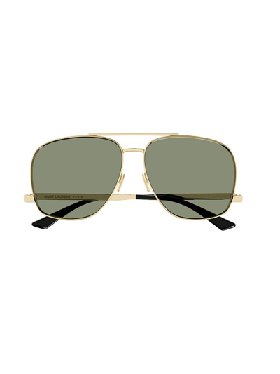 Shop Saint Laurent Eyewear Pilot Frame Sunglasses In Gold