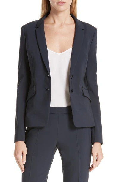 Hugo Boss Jiletara Stretch Wool Jacket In Navy