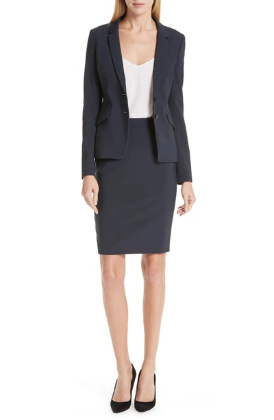 Hugo Boss Jiletara Stretch Wool Jacket In Navy