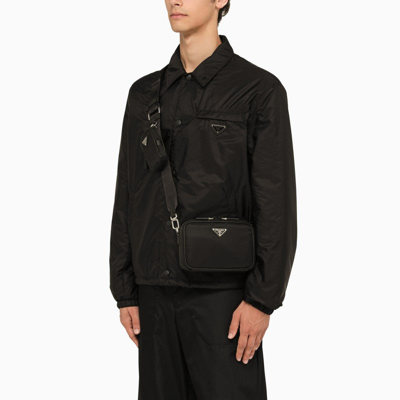 Shop Prada Black Brique Bag In Re-nylon And Saffiano Leather Men In Brown