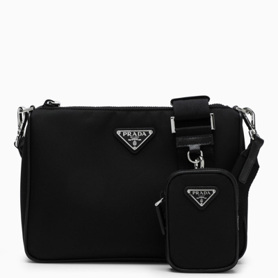 Shop Prada Black Cross-body Bag In Re-nylon And Saffiano Leather Men In Brown
