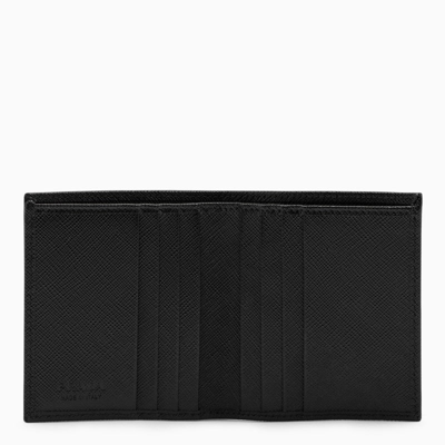Shop Prada Black Saffiano Wallet With Plaque Men In Brown