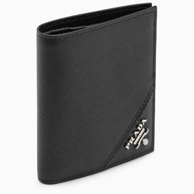 Shop Prada Small Black Wallet In Saffiano Men In Brown