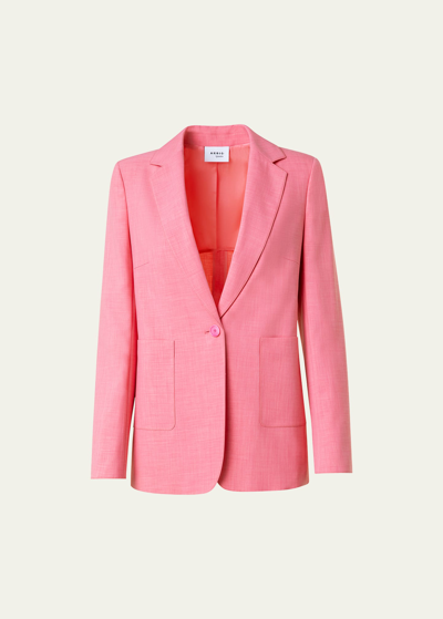Shop Akris Punto Lightweight Techno Crepe Blazer Jacket In Flamingo