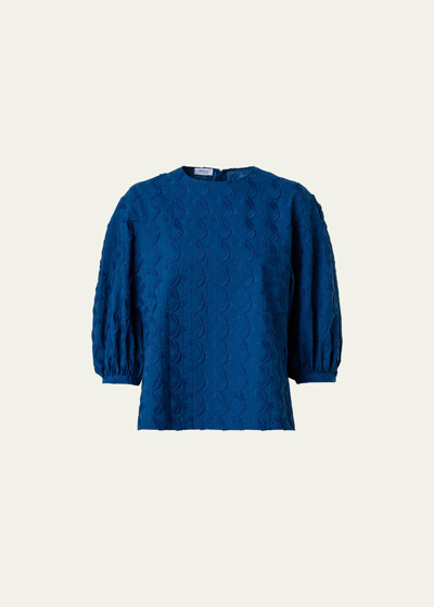 Shop Akris Punto Bird Superpose Embroidered Blouse In Ink
