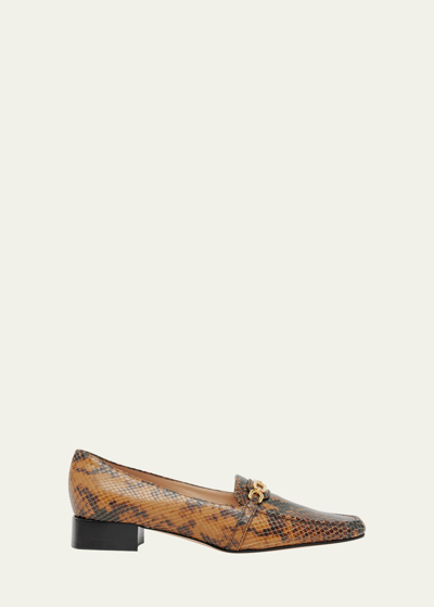 Shop Tom Ford Whitney Python-embossed Leather Loafers In 7bb04 Caramel