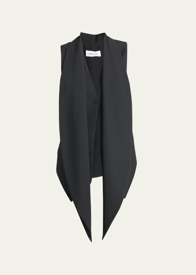 Shop Ferragamo Scarf-neck Suiting Vest In Nero
