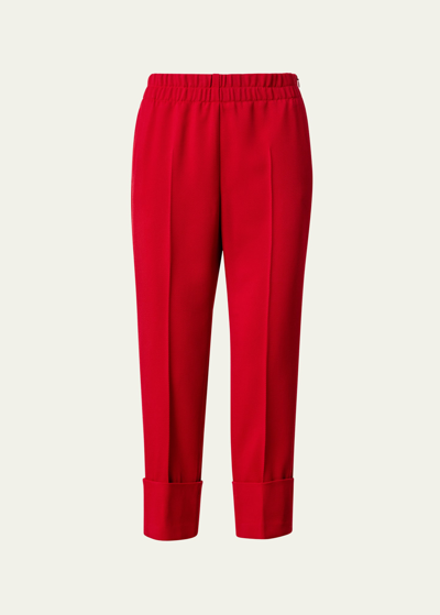 Shop Akris Punto Farell Tapered Wool Tricotine Pants In Red