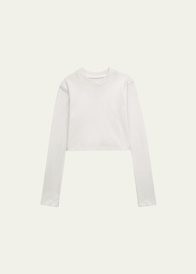 Shop Dl1961 Girl's Long Sleeve Cropped T-shirt In White