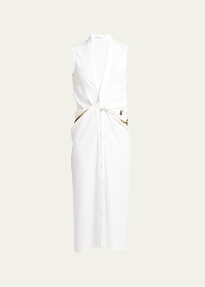 Shop Ferragamo Twisted Belt Sleeveless Midi Dress In Persimmon