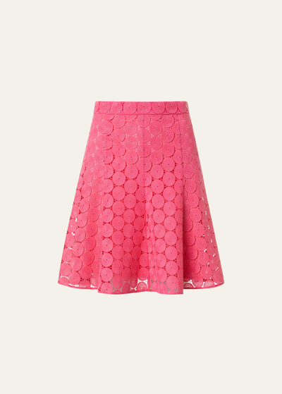 Shop Akris Punto Dot Guipure Lace Flared Skirt In Flamingo