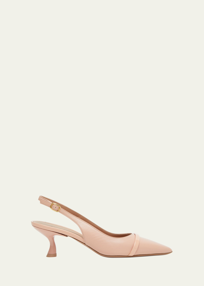 Shop Malone Souliers Jama Leather Slingback Pumps In Peach