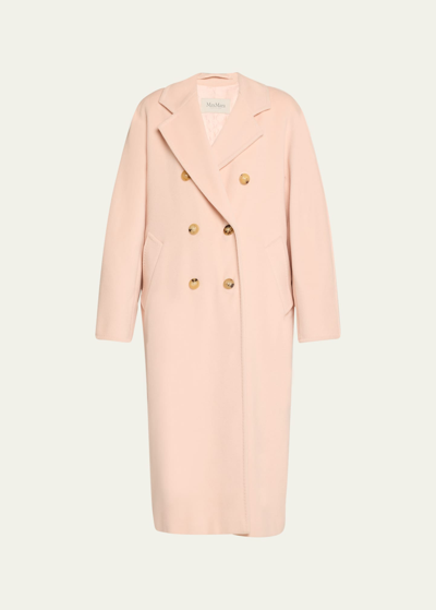 Shop Max Mara Madame Double-breasted Oversized Wool Cashmere Coat In Pink
