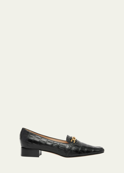 Shop Tom Ford Whitney Crocodile-embossed Leather Loafers In 1n001 Black