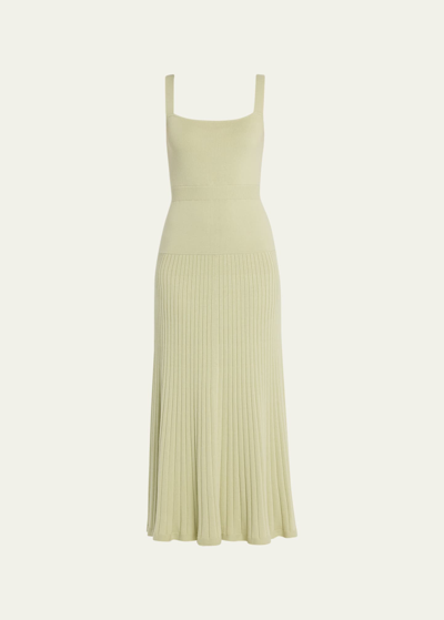 Shop Anna Quan Chantelle Rib-knit A-line Maxi Dress In Sage