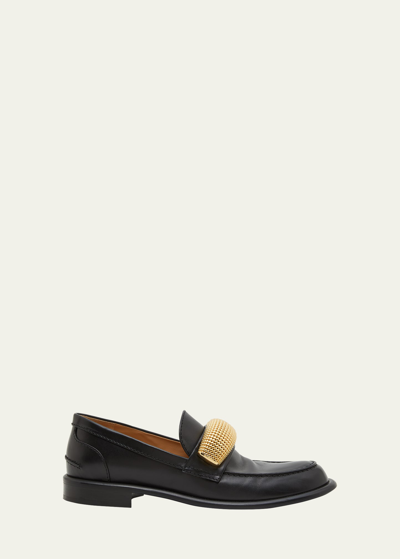 Shop Jw Anderson Popcorn Metal-strap Classic Loafers In Black