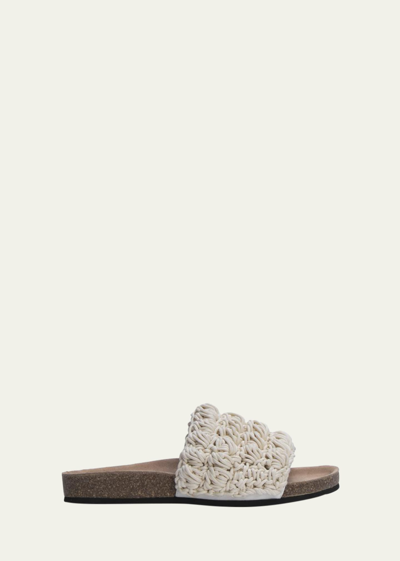 Shop Jw Anderson Crochet Comfort Easy Slide Sandals In Natural