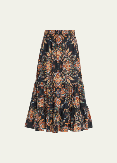 Shop Cara Cara Chase Double-tiered Skirt In Black Vintage Pai