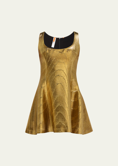 Shop Bach Mai Jacquard Mini Dress In Gold Moire