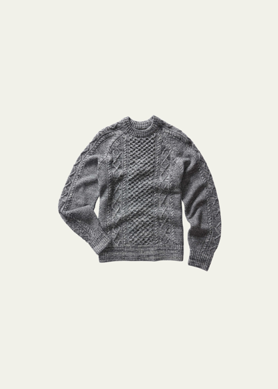 Shop Taylor Stitch Men's Marled Wool Cable-knit Sweater In Coal