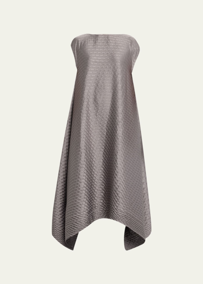 Shop Issey Miyake Gleam Pleats Textured Asymmetric Midi Dress In Gray