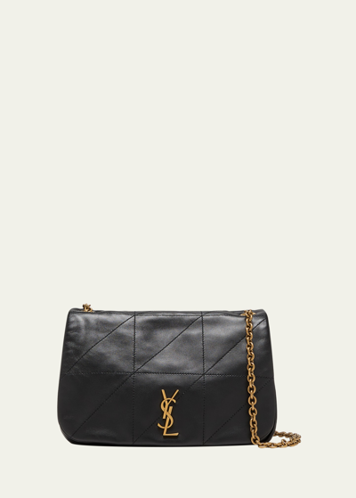 Shop Saint Laurent Jamie 4.3 Small Ysl Shoulder Bag In Quilted Smooth Leather In Noir
