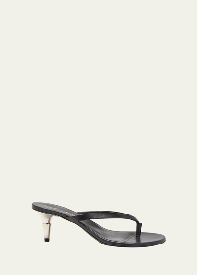 Shop Proenza Schouler Leather Spike-heel Flip Flop Sandals In Black