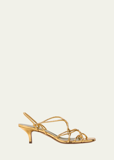Shop Maria Luca Iside Metallic Caged Slingback Sandals In Gold