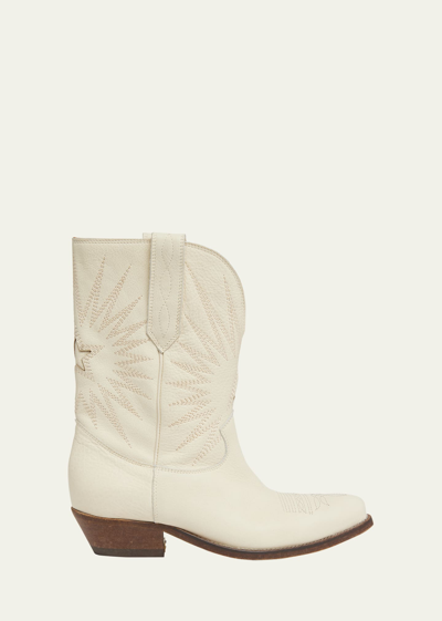 Shop Golden Goose Wish Star Leather Western Boots In Butter Cream