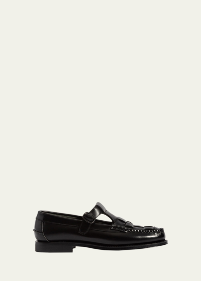 Shop Hereu Soller Sport Mary Jane Leather Loafers In Black