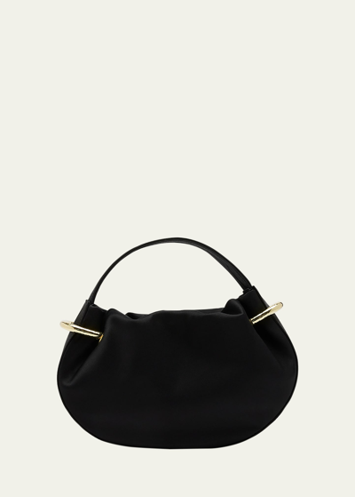 Shop Ulla Johnson Tilda Mini Ruched Top-handle Bag In Noir